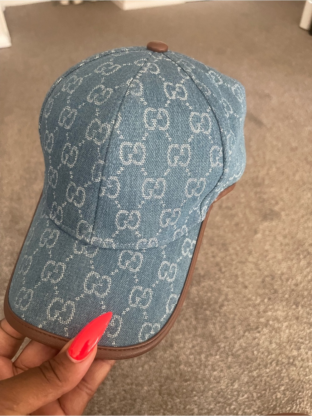 Denim W/ Brown Trim Hat